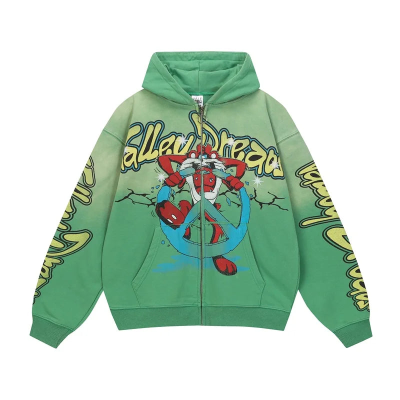 Valley Dreams Cartoon Zip Hoodie