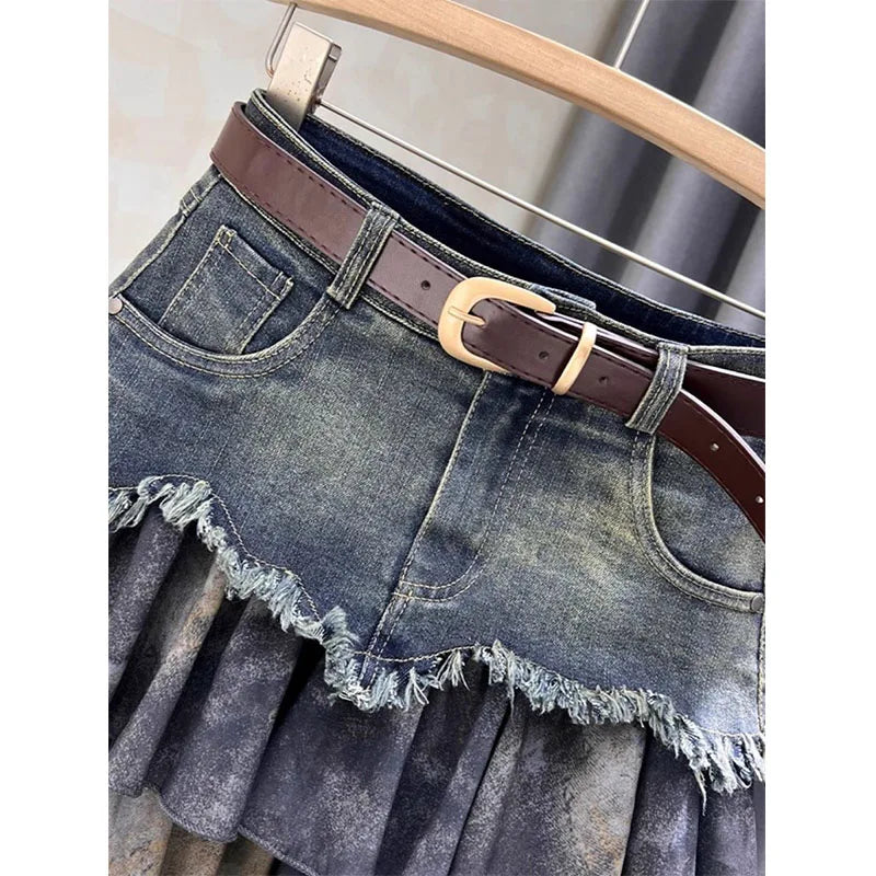 Melina Mesh Denim Skirt