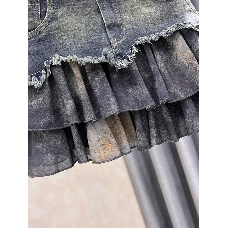 Melina Mesh Denim Skirt