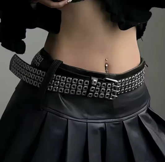 Layered Rivet Buckle Belt