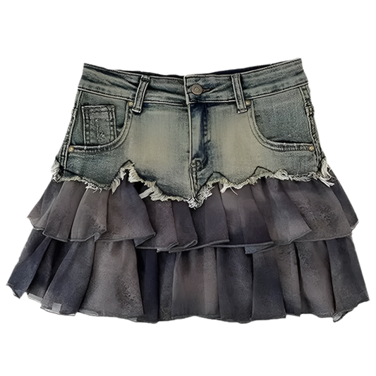 Melina Mesh Denim Skirt