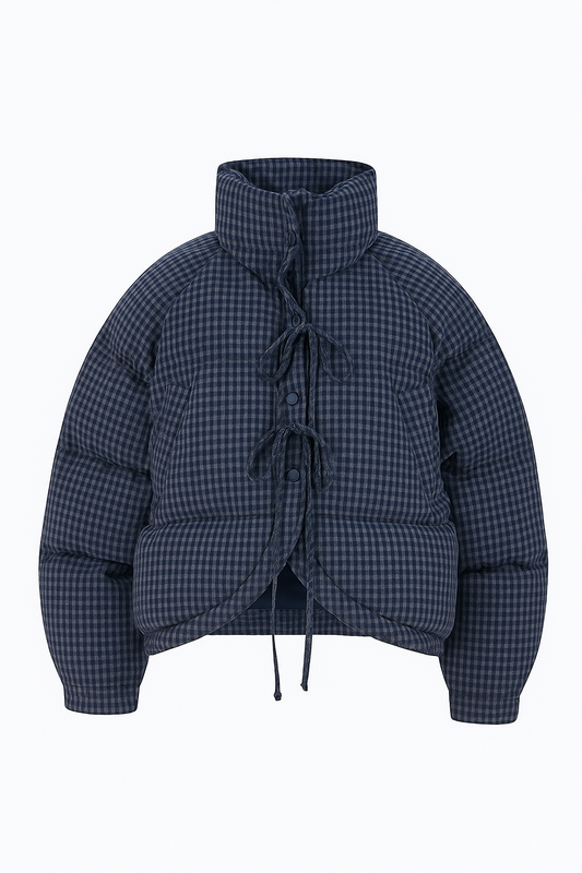 Button-Bow Flannel Coat