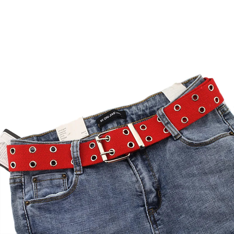 Hole Buckle Canvas Belt