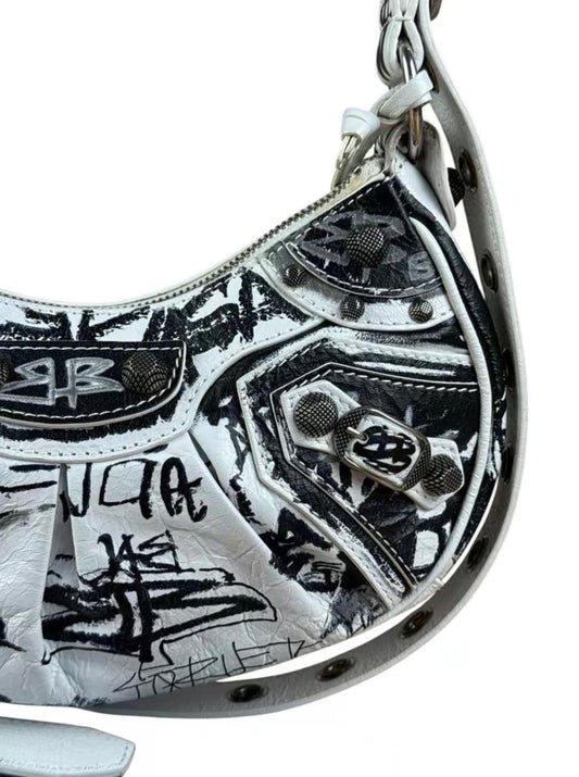 Balenciaga Graffiti Le Cagole XS in White