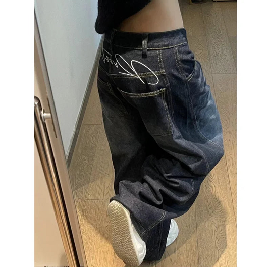 Embroidered Baggy Denims