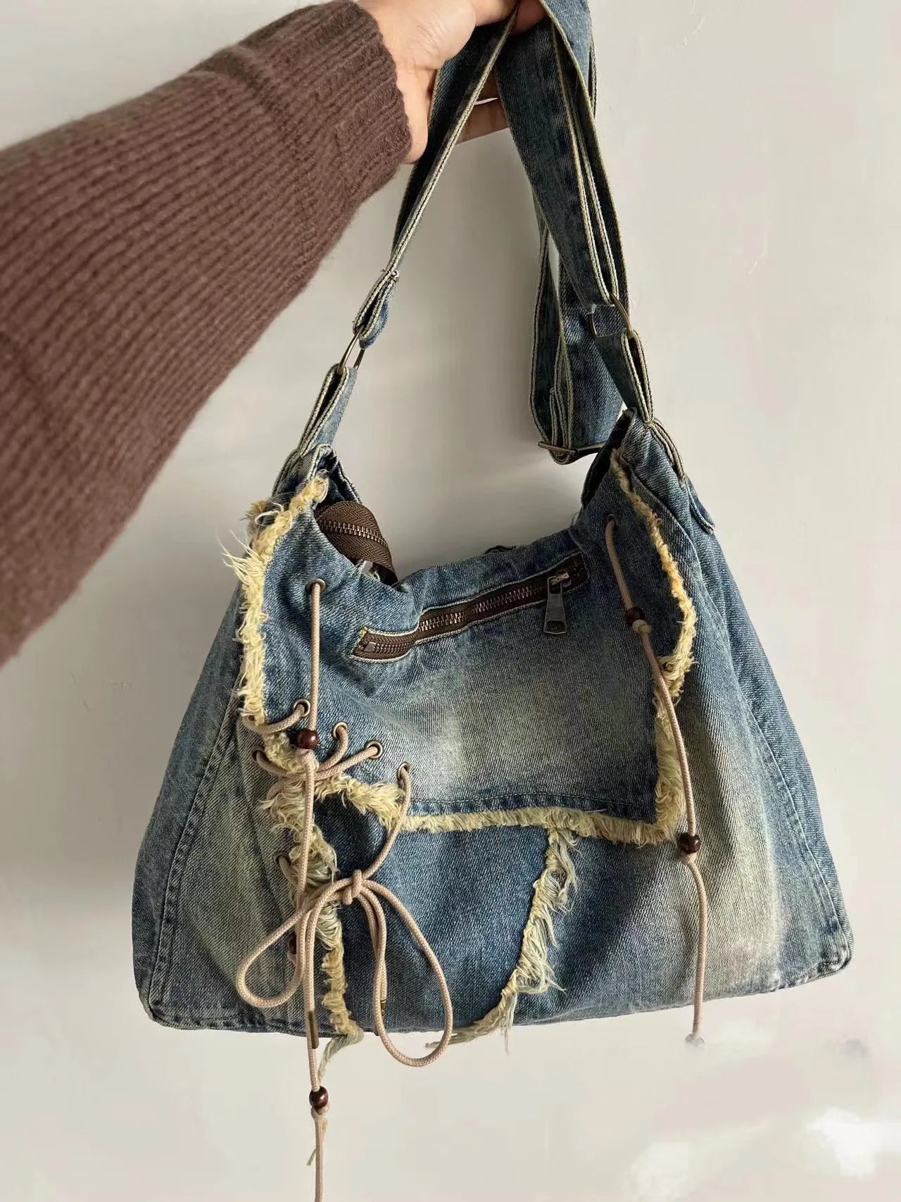 Distressed Denim Tote