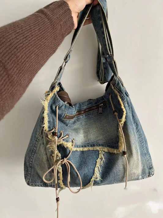 Distressed Denim Tote