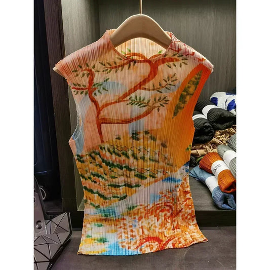 Mandarin Pleated Blouse