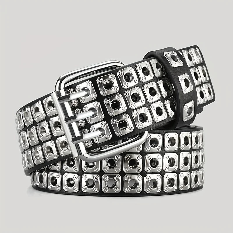 Layered Rivet Buckle Belt