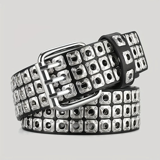 Layered Rivet Buckle Belt