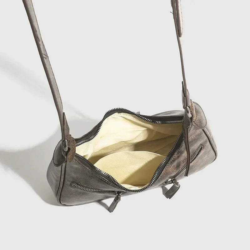 Leather Buckle Handle Bag