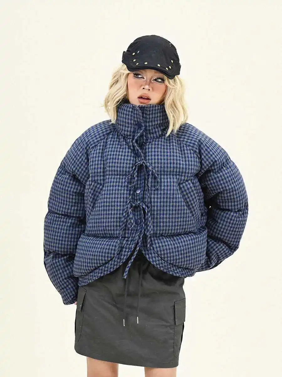 Button-Bow Flannel Coat