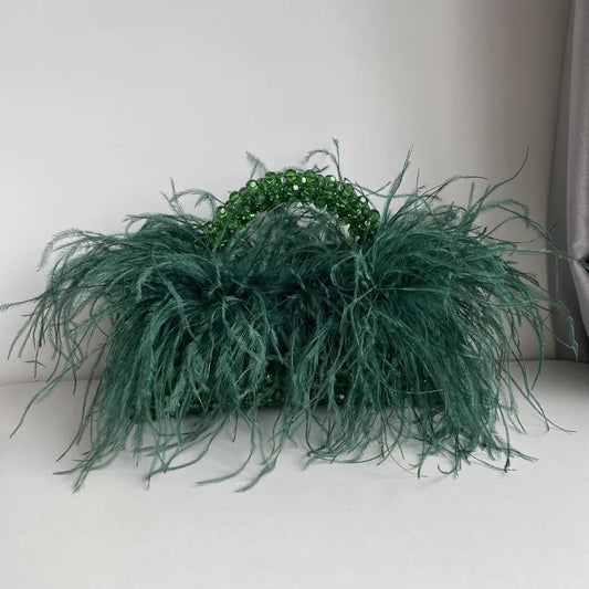 Pearl Feathered Handle Bag