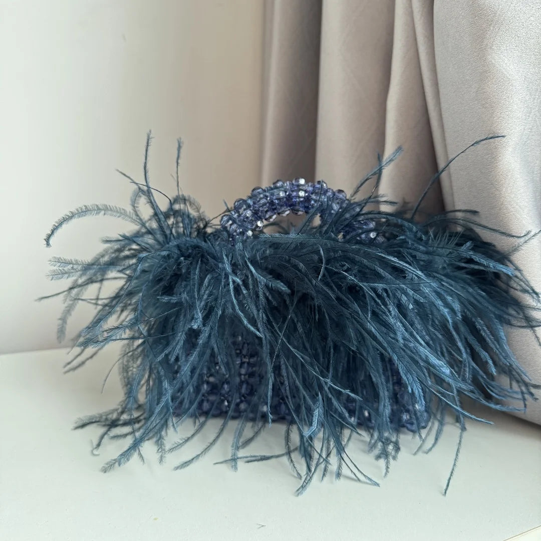 Pearl Feathered Handle Bag