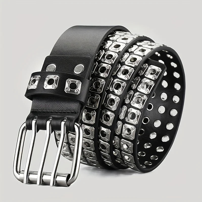 Layered Rivet Buckle Belt