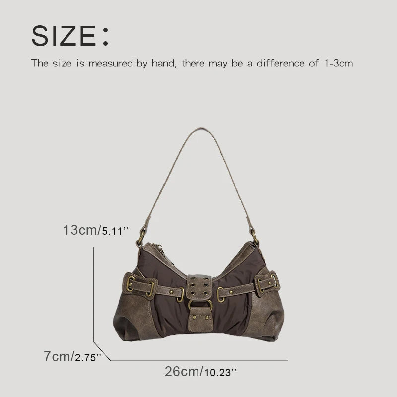 Scrunched Leather Buckle Handbag