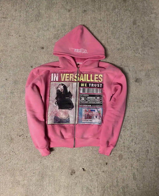 Versailles Print Zip Hoodie