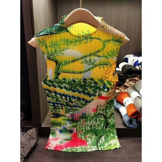 Mandarin Pleated Blouse