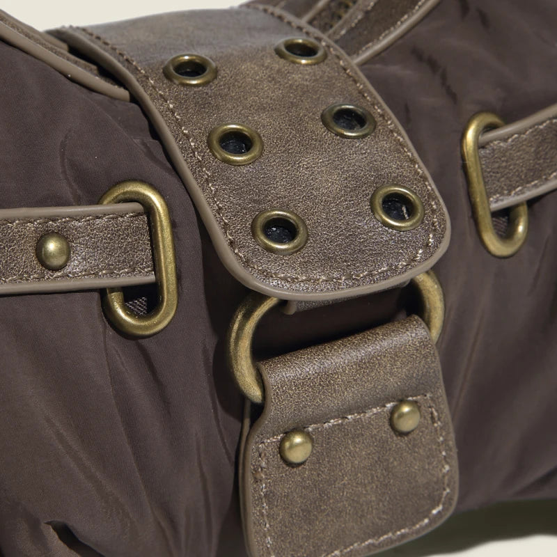 Scrunched Leather Buckle Handbag