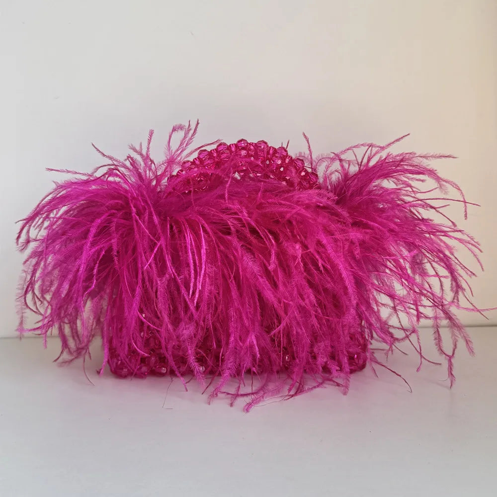 Pearl Feathered Handle Bag