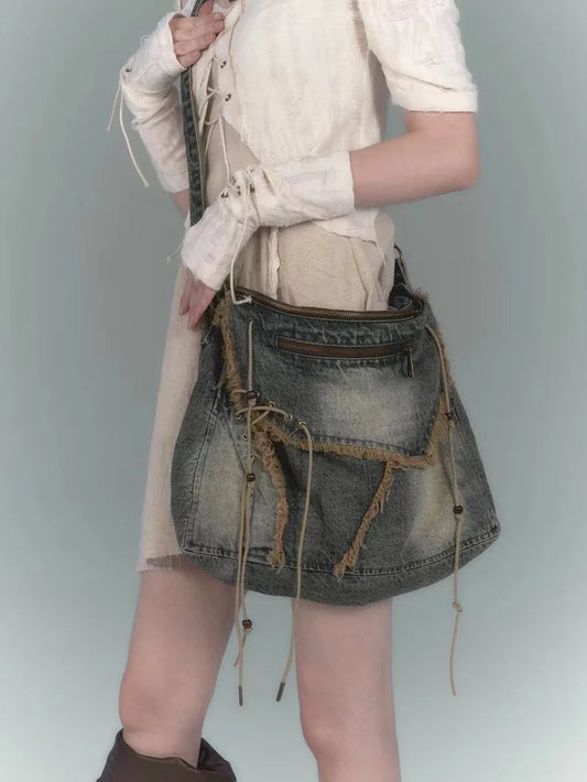 Distressed Denim Tote