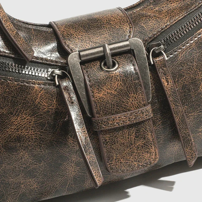 Leather Buckle Handle Bag