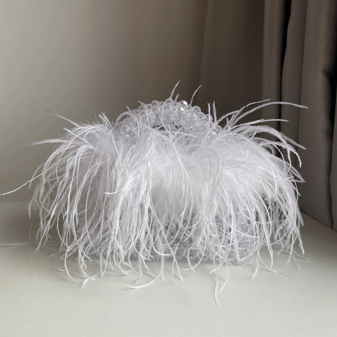 Pearl Feathered Handle Bag