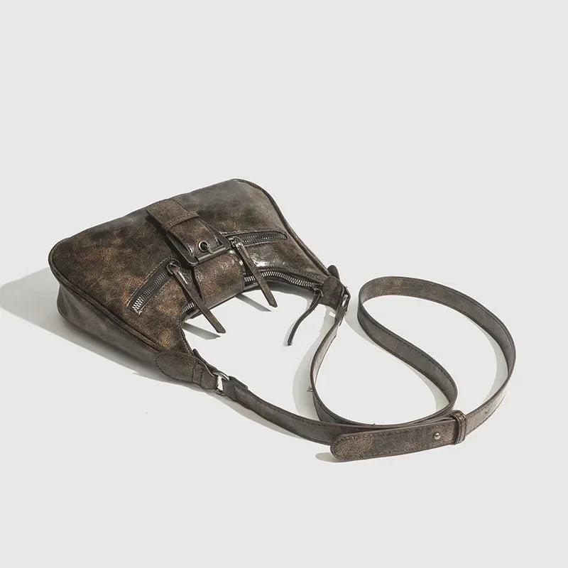 Leather Buckle Handle Bag