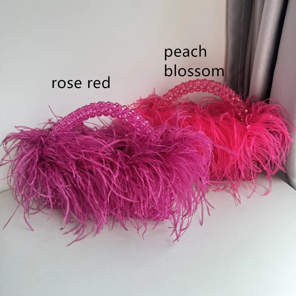 Pearl Feathered Handle Bag