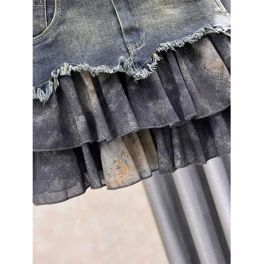 Melina Mesh Denim Skirt