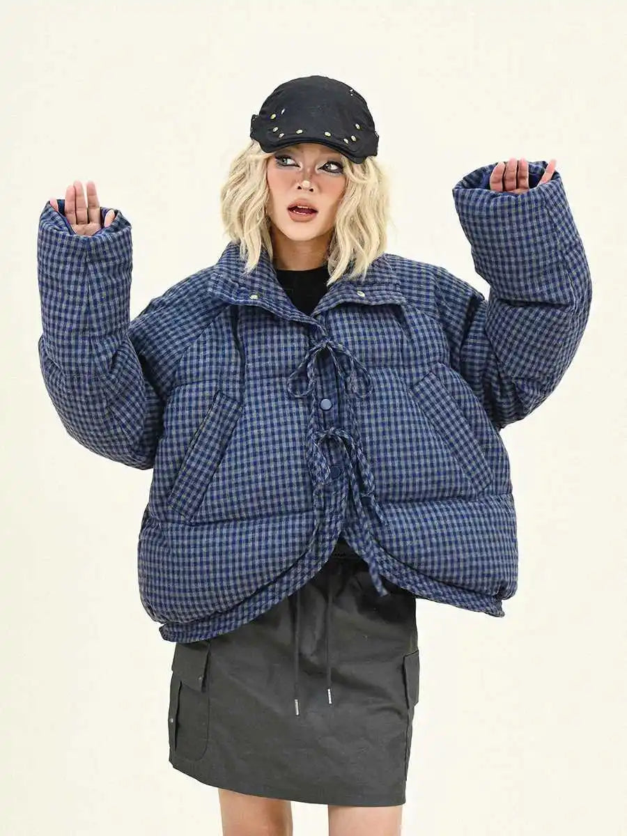 Button-Bow Flannel Coat