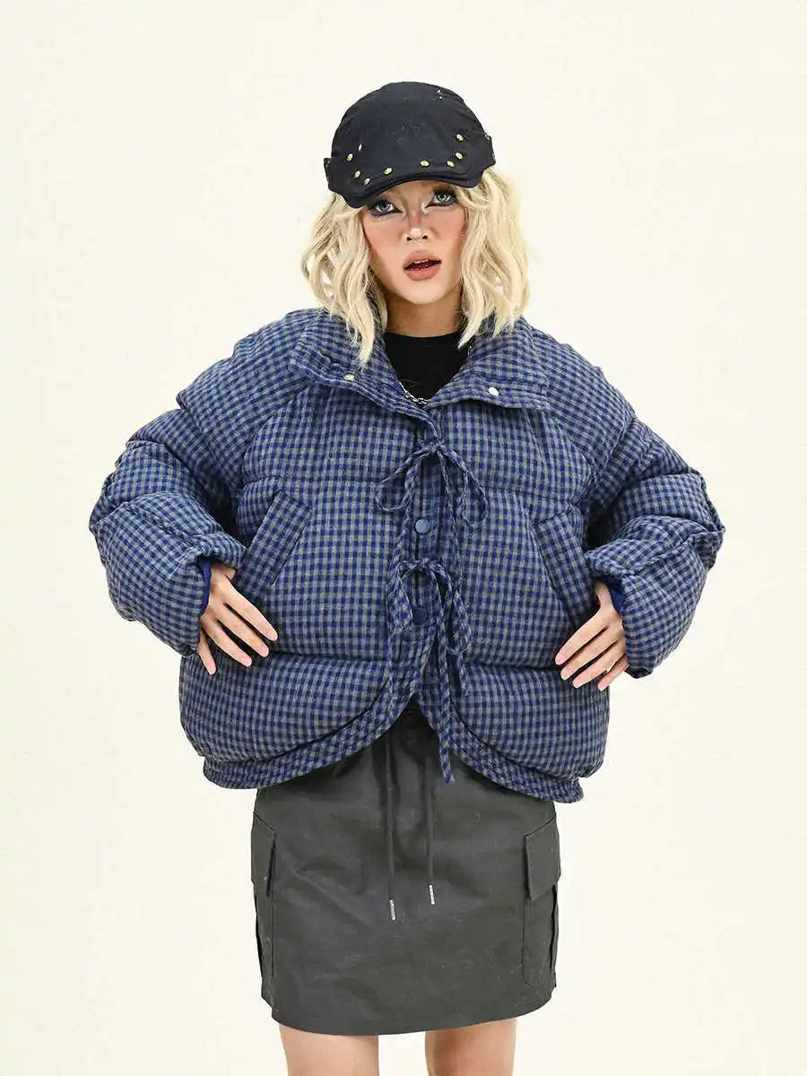 Button-Bow Flannel Coat