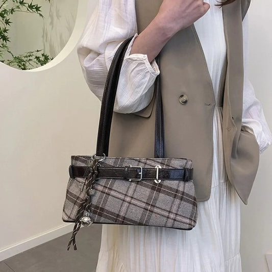 Plaid Long Handle Purse