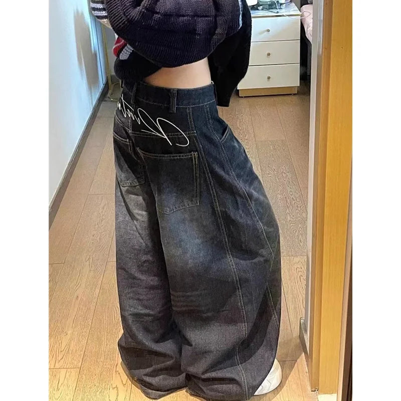 Embroidered Baggy Denims